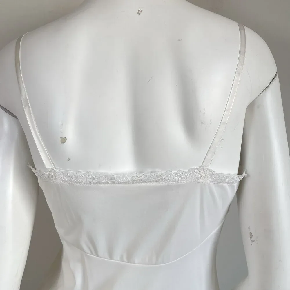 Vintage Vanity Fair Slip Dress Nylon Silky Lace Trim Size 34 Boho Fairy Romantic